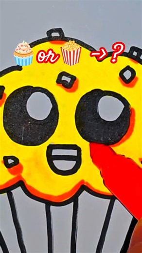 Popcorn or Muffin? 🍿🧁 | Satisfying Drawing That Tricks Your Eyes #shorts