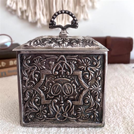 Vintage Silver-plated Lidded Box India Tea Caddie (4006) - Etsy