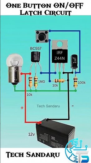 One Button ON/OFF Latch Circuit 💡| #electronic #tech #technology #diy #viralshorts #fpyシ