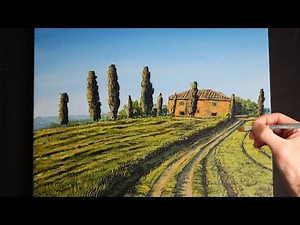 Italian, Tuscany farm landscape - Acrylic - Painting giveaway [No.12]