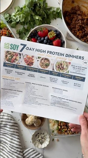 🔥7-Day High Protein Meal Plan (with a grocery list!) #ad #ussoy #mealplan