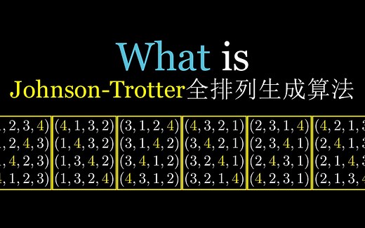 如何优雅地生成全排列——4分钟看懂【Johnson-Trotter全排列生成算法】
