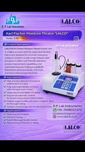 Microprocessor Karl Fischer Titrator. #KarlFischerTitrator#MoistureAnalyzer#LabInstruments #pharma