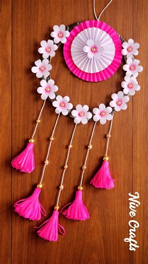 Beautiful Paper Flower Wall Hanging Idea 💡 #diy #walldecor #nivecraft #nivecrafts
