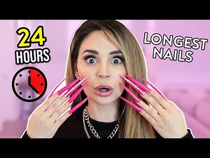 WEARING SUPER LONG ACRYLIC NAILS For 24 Hours Challenge! - Videos For Kids