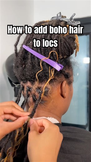 How To Add Boho hair to locs #loctician #boholocs #curlylocs