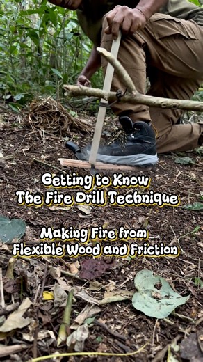 Getting to Know the Fire Drill Technique, Making Fire from Flexible Wood and Friction #firedrill #primitivefirelighting #fireadventure #frictionfire #fireskills #selfsufficiency #fblifestyle #survivalfire | dalemgumino