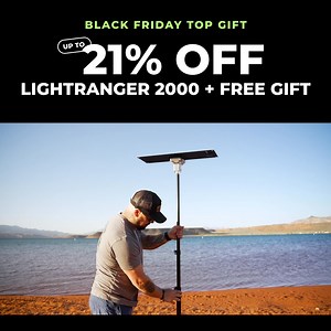 429K views · 31 reactions | BLACK FRIDAY! Up to 21% Off LightRanger 2000 + Free Ground Stake. The best camp light is now at the best price of the year. Save up to $120 and get a FREE ground stake to secure on stake-able surfaces. The ground stake provides a streamlined, low-profile setup optimized for stability in high-wind conditions. | Devos Outdoor | Facebook