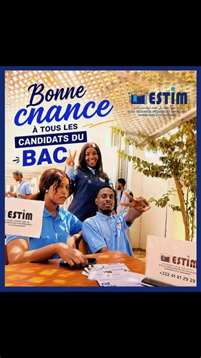 Bonne chance à tous les candidats au Baccalauréat 2026 ! À l'occasion de cette étape majeure de votre parcours scolaire, ESTIM adresse ses vœux de pleine réussite à l'ensemble des candidats. Que votre travail, votre persévérance et votre détermination soient récompensés. Excellente réussite à toutes et à tous ! 🎓 #Bac2026 #ESTIM #Réussite #Excellence