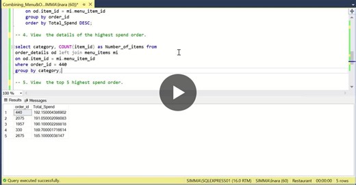 SQL Project: Restaurant Menu and Order Analysis | Narasimman L posted on the topic | LinkedIn