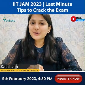Want to pursue Post Graduation from an IIT? It’s time for you to hit a sixer and clear the IIT JAM 2023 at once. Shiksha has organized a FREE Webinar for all JAM aspirants where you will get opportunity to ask your queries during the LIVE Session from Kajal jain - Founder and CEO of Botany Insider. Join us on 9th February 2023 at 4:30 PM. Register here - www.bit.ly/IIT2023JAM botany_insider | Shiksha.com | Facebook