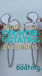 Boats have COUNTER-ROTATING PROPELLERS: This is an example of an inboard vessel with twin engines. This is called a twin screw. Each propeller spins counter to one another when they are in forward. This mitigates what is called side effect. If both propellers spin the same way when in forward, the boat would drift to one side, causing the captain to need to correct steering often.#howtoboating #howto #boating #boat #yachting #yacht #driving #drive #props #right #left #inboard | How to boating