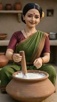 Bou Making Desi Ghee ASMR 🧈 | Miniature Indian Village Kitchen Story