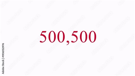 Number counter animation from 0 to 1,000,000 on a transparent background, Animated counting Numbers of one million in 4k with alpha channel.