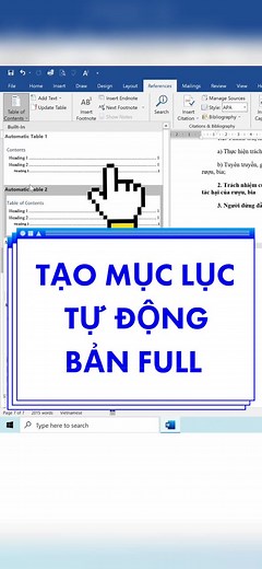 Hướng dẫn tạo mục lục tự động trong Word