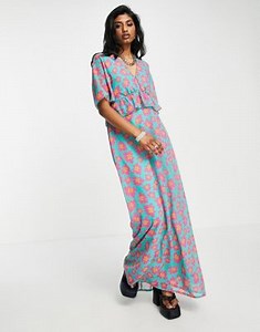 Twisted Wunder maxi dress in bright floral with frill detail | ASOS