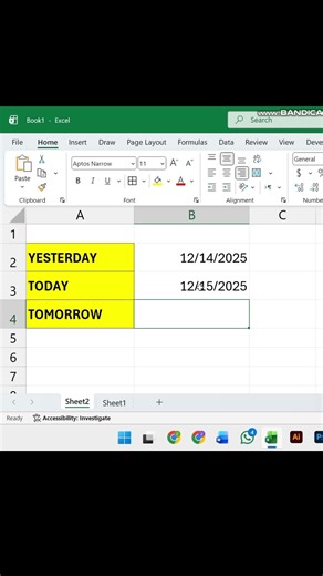 Excel tips | how to calculate date using Today function in Excel #excel