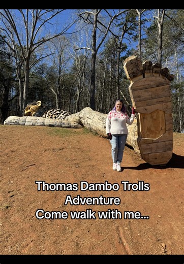 Hunting Thomas Dambo Trolls. 🧌 Always a magical adventure. 💫 Big Pete, with the biggest feet… and the softest heart. 🦶♥️ He loved the flowers beneath him, but every step crushed what he cared for most. 🌷 So he laid down to take a nap… hoping maybe, just maybe, something beautiful would still grow. 😴 - Thomas Dambo Some walks aren’t just about where we’re going— but what we’re learning along the way. 🚶‍♀️💜