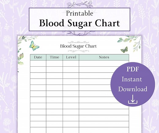 Blood Sugar Chart Printable PDF | Daily Blood Sugar Reading Log | Symptom Tracker | Medical Tracker - Etsy