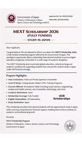MEXT fully funded Scholarship 2026 : How to apply and secure scholarship