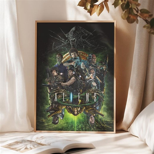 Póster de la película Aliens (1986) / Arte mural retro de ciencia ficción y terror (descarga digital) - Etsy España
