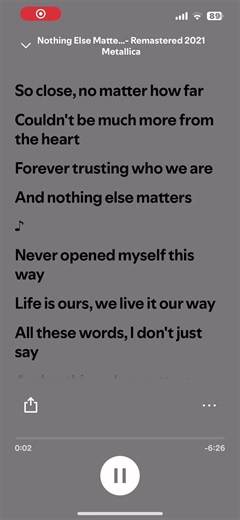 Nothing Else Matters - Remastered 2021 Metallica, Part 1 @metallica @Spotify #Metallica #Spotify #nothingelsematters