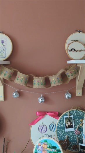 Let's make a spring garland 🌷 #embroidery #broderie #spring #craft #handembroidery