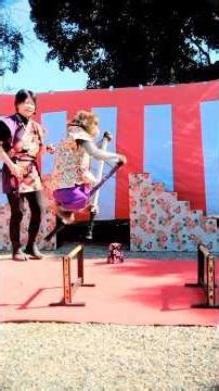 Smart monkey gets ready on stilts all by herself! 🐵 / 自ら竹馬に乗ってスタンバイする賢いこころちゃん！🐵 #shorts