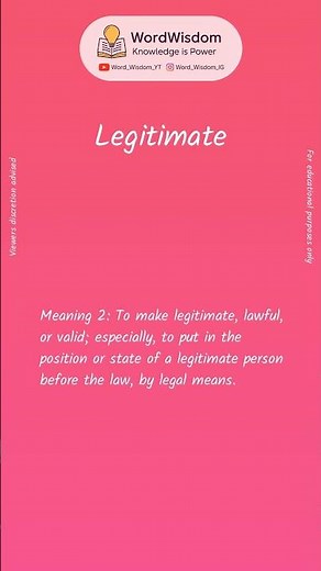 What does "Legitimate" mean? | English vocabulary shorts | #legitimate #wordwisdom
