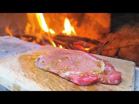 Cooking Steak Over Campfire | Relaxing Forest ASMR Cooking & Nature Sounds|Wilderness Flavor
