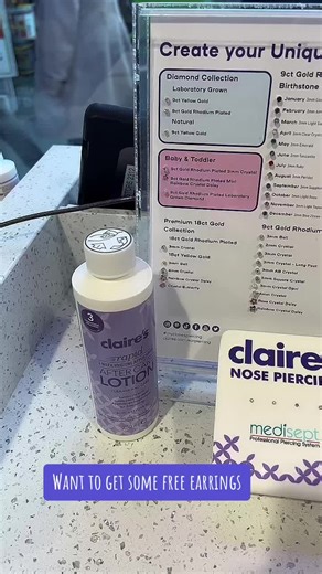 Piercing and Free Earrings Offer at Claire's