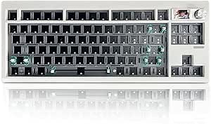 ZUOYA GMK87 TKL Mechanical Keyboard Kit with TFT Screen&Knob,BT5.0/2.4Ghz/Type C Tri Mode Barebones Keyboard VIA Programmable RGB HotSwap Gasket Mount Custom Barebones DIY Kit for Win/Mac (White)