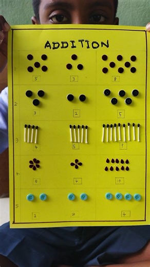 Addition Using Bindi, Buttons & Match stick #kidsprojects #2ndgrade #addition #kidslearningvideos