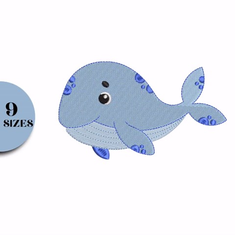 Whale embroidery designs - Fish embroidery, Machine embroidery pattern - Ocean embroidery file - sea animal embroidery whale design