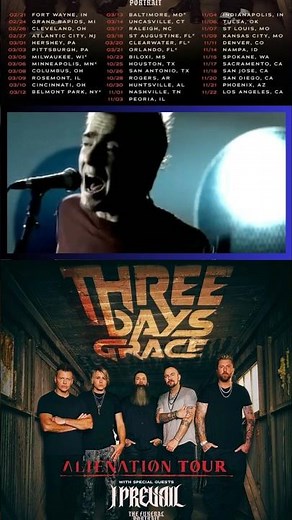 ‪@ThreeDaysGrace‬ is currently on their massive 2026 Alienation World Tour. #youtubeshorts #music