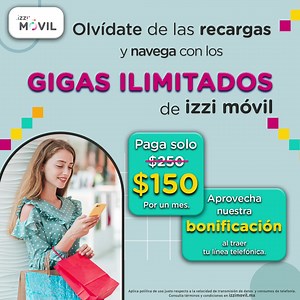 452 reactions · 45 shares | Olvídate de las recargas y navega con los Gigas Ilimitados de izzi móvil. Paga solo $150 por un mes. Aprovecha nuestra bonificación al traer tu línea telefónica ¿Qué esperas? ¡Contrata hoy mismo! | izzi telecom | Facebook