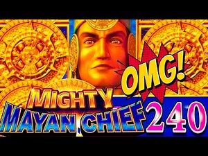 240 FREE GAMES!! JACKPOT WIN! MIGHTY MAYAN CHIEF Slot Machine (KONAMI GAMING)