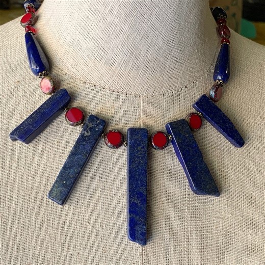 Statement Necklace - Blue Lapis Lazuli - Etsy