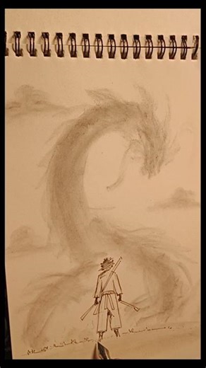 Drawing Dragon and Samurai| #shorts #animeart #drawing