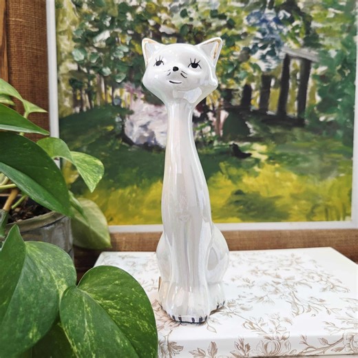 Vintage Ceramic Cat Figurine MCM | White, Black & Gold Minimalist Feline Sculpture | 7.5" | 1950s–1970s - Etsy Canada