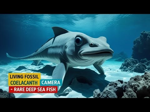Living Fossil Coelacanth Caught on Camera 😱 Rare Deep Sea Fish #Coelacanth #DeepSea