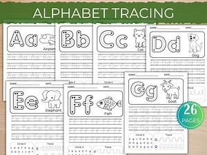 Alphabet Tracing Worksheet A–Z Preschool Handwriting Practice Letter Recognition Coloring & Line Tracing Printable PDF Uppercase Lowercase - Etsy UK