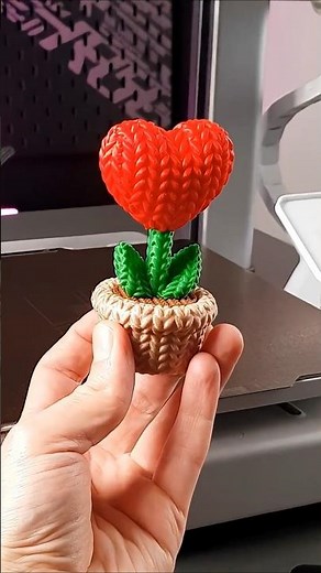 3D printed Knitted Heart Flower for Valentine’s Day #diy #valentinesday #3dprinting