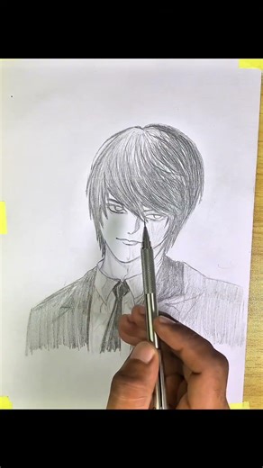 how to draw light yagami | easy anime drawing | anime drawing tutorial #youtubeshorts #animeshorts