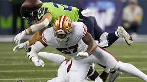 Can't-Miss Play: Dre Greenlaw's ball-jarring hit ends with Ward's 40-yard fumble recovery