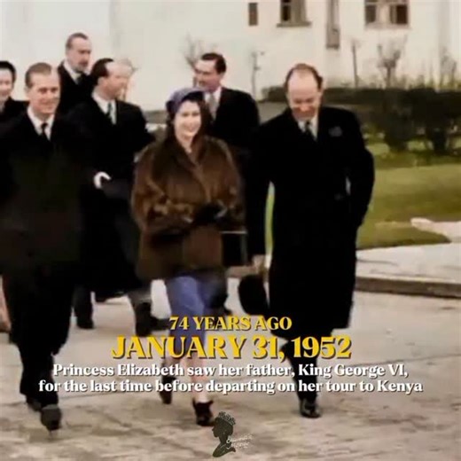 ElizabethR Majestic on Instagram: "On this day 74 years ago — 31 January 1952 — Princess Elizabeth and her husband, Prince Philip, stood on the tarmac at London Airport as King George VI himself waved them off for what would be the last time. Standing in the bitter winter chill, the king — already weakened by serious illness and recovery from lung surgery — insisted on bidding farewell to his daughter before her tour of the Commonwealth that would take them to Australia via Kenya. Despite medica