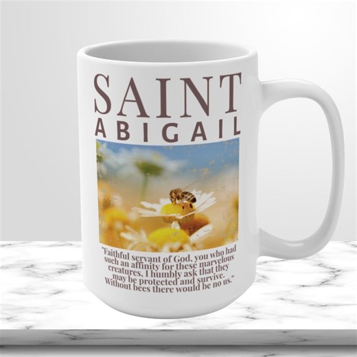 Saint Abigail Mug: Catholic Beekeeper Gift, Vintage Floral 15oz - Etsy