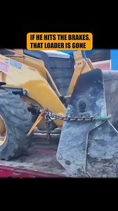 This is a masterclass in how not to secure a load. 📉🚜 Look closely at those chains. He hasn't secured the loader to the trailer; he's secured the bucket... to the loader! If he hits the brakes, that machine is going to launch right through the cab. The only thing holding it on is gravity and a prayer. Maybe it's a safety feature? If he hits a low bridge, the loader will just self-eject and save the trailer? 😂 Rate this securement 1-10 (we give it a -5). 👇 #TruckerLife #SecurementFail #HeavyH