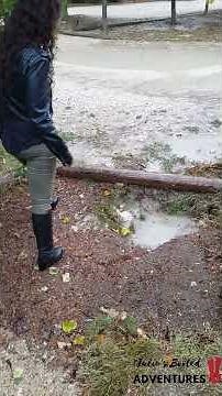 Julie's booted adventures : High heeled leather boots in puddle (TRAILER)