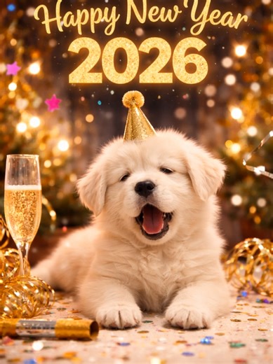 Happy new year ! #fyp #foryou #foryoupage #tiktokviral #viralvideo #dogsoftiktok #dogtok #cutedog #funnydog #sleepydog #petsoftiktok #cuteanimals #newyear #newyear2026 #happynewyear #nye #goodvibes #feelgood #trending